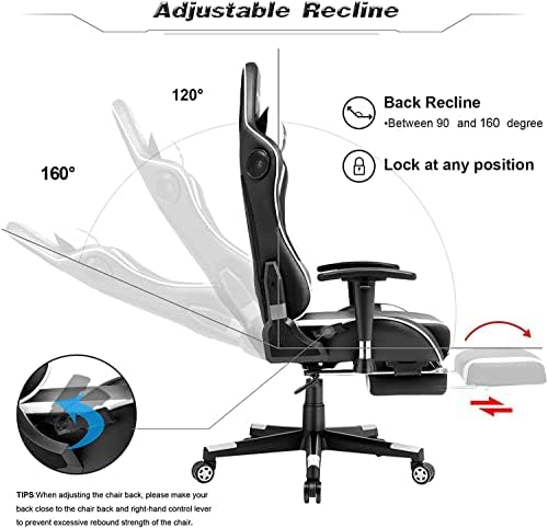 GTPLAYER Gaming Chair with Footrest Speakers Video Game Chair Bluetooth Music Heavy Duty Ergonomic Computer Office Desk Chair - Image 5