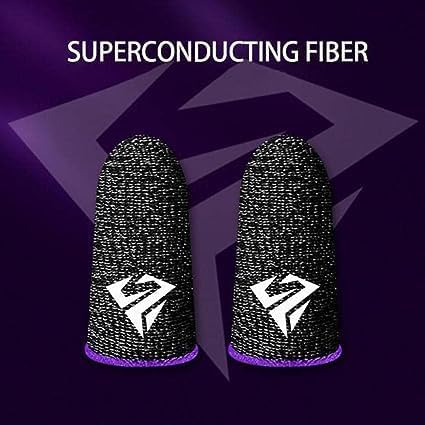 1 Pair Purple Mobile Phone Games Gaming Finger Sleeve Breathable Fingertips Finger Cover Sweatproof Anti-Slip Fingertip Cover for Mobile Game Cell Phone Gaming Finger Sleeves - Image 4