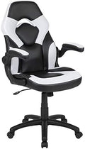 Flash Furniture X10 Gaming Chair Racing Office Ergonomic Computer PC Adjustable Swivel Chair with Flip-up Arms, White/Black LeatherSoft | Ergonomic, Flip-up Arms, Height Adjustable, Racing Style by FlashFurniture