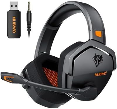 NUBWO Wireless Gaming Headset with Mic for Ps5 Ps4 PC, Zero Interference, 100-Hour Battery All-Day Play, 23ms Sync​ for Fortnite & Call of Duty/FPS Gamers, Triple Mode All Devices Compatible - Orange by NUBWO