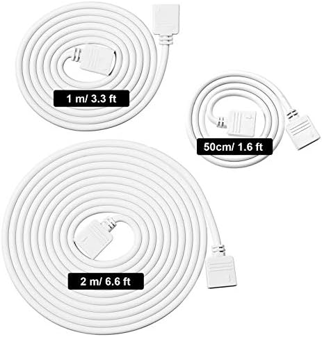 Honoson 6 Pieces 4 Pin RGB Extension Cable LED Strip Connector Cord Wire Cables Kit with 12 Pieces Pin Connector for 5050 3528 RGB LED Motorcycle Car Light Neon Strip Light(1.6,3.3,6.6 ft,White) - Image 2