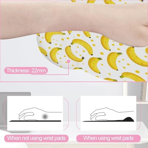 Cute Banana Mouse Pad with Wrist Rest Set, 3-in-1 Wrist Support Mousepad Set, Gaming Mat Pad with Anti-Skid Base,Ergonomic Memory Foam Mouse Pad Set for Women, Office, Typing, Gaming - Image 2