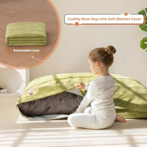 MAXYOYO 3 in 1 Kids Bean Bag Chair, Comfy Floor Sofa with Removed Cover | Convertible Chair Folds from Bean Bag to Lounger, Floor Couch with High-Density Foam Filling, Floor Sofa for Gaming - Image 3