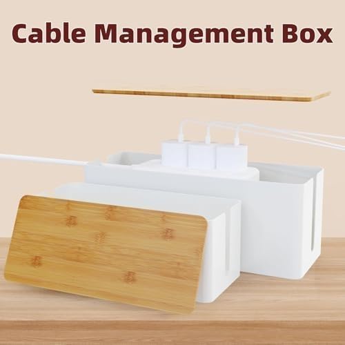 2-Pack Cord Organizer Box with Lids, White Cable Management Box Set, No-Drill Charger & Computer Wire Organizers for Desk, TV, Router, Computer, and Outlets in The Office, Study, Kitchen Areas - Image 7