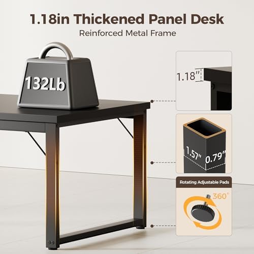 Mericonia 54 Inch Computer Desk, 1.2" Thick Heavy Duty Office Table - Image 4