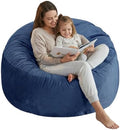 SHOUREN 3 Ft Bean Bag Chair,Bean Bag Chairs for Living Room,3 Foot,Navy | Bean Bag Chairs for Adults,Memory Foam Filling,Beanbag with Filler Included,Soft Velvet Cover,Pocket & Pull-Handle by SHOUREN