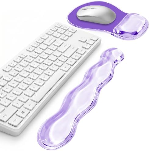 Keyboard Wrist Rest & Ergonomic Mouse Pad with Wrist Rest Set, Cute Transparent Gel Wrist Rest for Keyboard and Mouse, Soft Support for Pain Relief, Office, Gaming Desk Accessories（Purple） by Calendar2025-2026