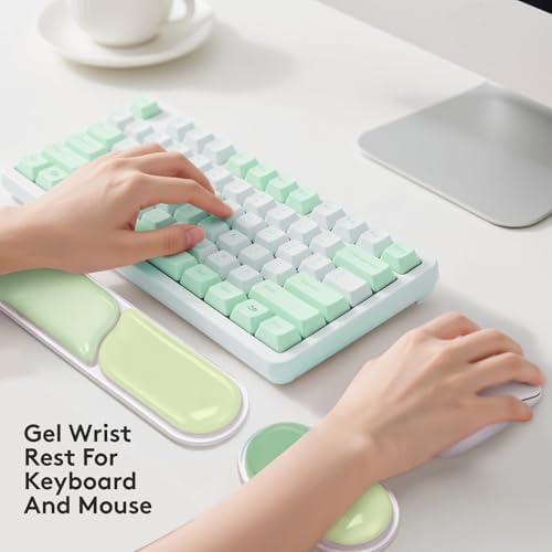 Gel Wrist Rest for Keyboard Mouse, Ergonomic Wrist Support Mouse Pad for Easy Typing Pain Relief, Comfortable Keyboard Wrist Pad, 2 PCS, Green Color Block - Image 2