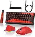 Attack Shark X11&X60HE Mechanical Wireless Gaming Combo,Rapid Trigger Magnetic Switches 8K Keyboard,59g Ultra-Light Mouse with Charging Dock, 22K DPI,PAW3311,RGB Backlit 3-Mode with Coiled Cable-Red by MAMBASNAKE