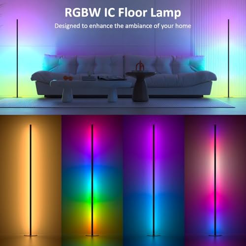 Corner Floor Lamp, RGB IC Corner Lamp with APP and Remote Control, LED Floor Light with 16 Million DIY Colors, Color Changing Ambient Light for Living Room, Bedroom, Gaming Room - Image 2