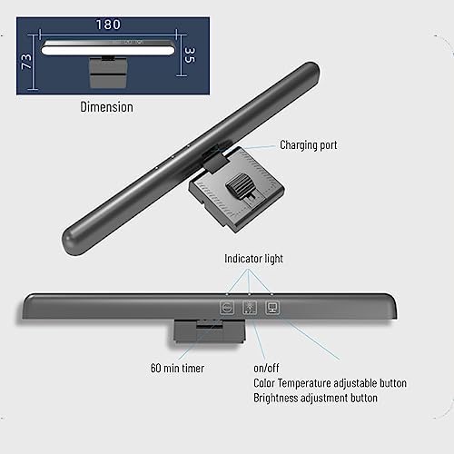 Acogedor Laptop Monitor Light Bar, LED Laptop Light Bar for Keyboard, with Stepless Dimming, No Screen Glare, Space Saving, Laptop Light Clip On - Image 6