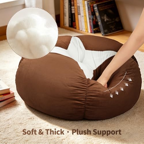 60cm/23.6" Extra Large Shiitake Mushroom Floor Cushion Pillow | Soft plush floor cushion for reading, gaming, meditation and relaxing. Adds playful comfort to any room. - Image 3