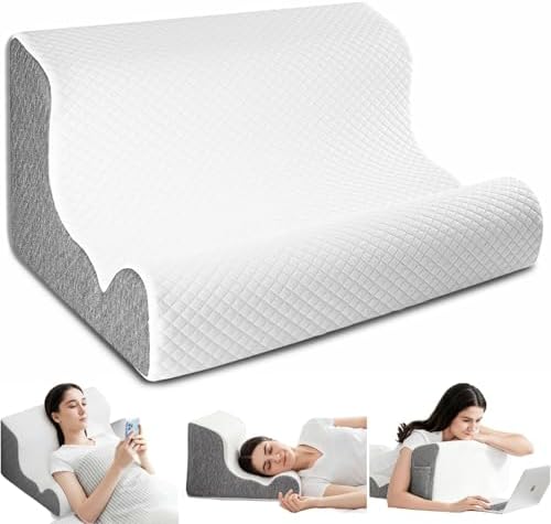 ZerOra Reading Pillow for Sitting Up in Bed Rest, Lumbar Neck Support Pillow with Back Support, Home Bedroom Sofa Dorm Essentials for Sleeping Reading Gaming Foot Rest Floor Chair Cushion-White by XetraDesign