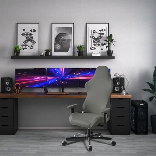 Stretch Gaming Chair Cover, Soft and Comfortable, Dust Protection, Modern Design, for Office Computer Racing Seat(Gray) - Image 3