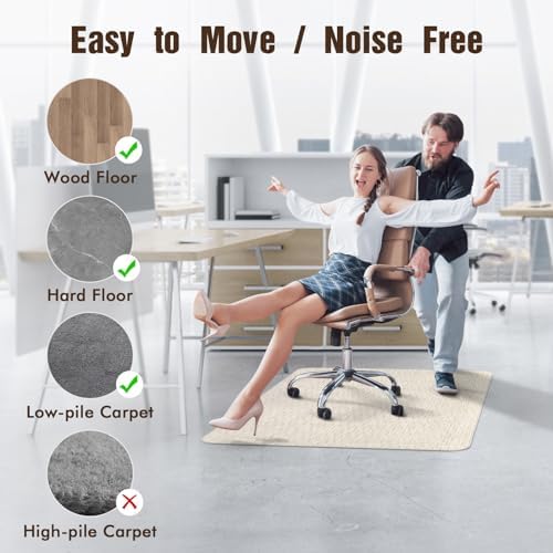 Blvornl Office Chair Mat for Hardwood Floor, Computer Chair Mat, 47.2"x 60" | Light Brown, Waterproof, easy to clean, suitable for hardwood, laminate, Rattan Woven Pattern, Durable Solid PVC Material - Image 3