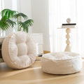HIGOGOGO 8" Extra Thick Floor Pillow Cushion for Adults, Meditation Cushion Pillow, Large Round Floor Sitting, Tufted Corduroy Cover, for Tatami Living Room or Yoga, 22x22 Inch, 2Pack, Beige by HIGOGOGO