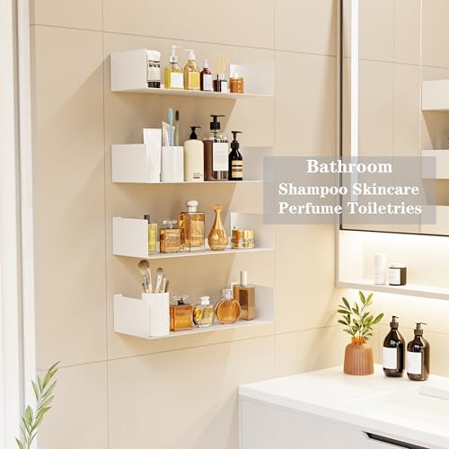 Metal Bali Floating Wall Shelves 15.5IN for Storage and Decor Wall Mounted CD DVD&Books Perfume, Make up Storage Shelves Living Room, Bedroom, Bathroom & Kitchen,2Pack (White, 15.5 INCH) - Image 5