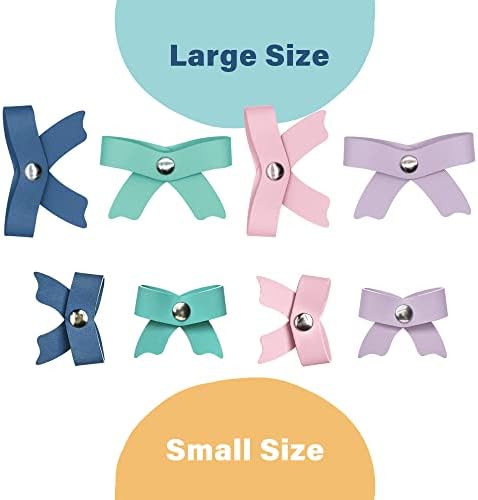 SenseAGE 5 Pack Cord Organizer, Bow Cord Keeper, Cable Organizer USB Holder, Leather Cable Management, Cable Straps, Earphone Winder, Storage Straps for Electronics, Earbuds, Big, Pink - Image 5
