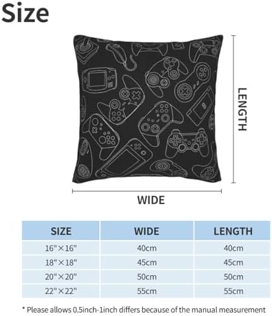 Perinsto Video Game Controller Background Throw Pillow Covers Set of 2 Gaming Gadgets Decorative Pillowcases Soft Cushion Covers for Sofa Couch Bed Home Decor, 20"X20" - Image 2