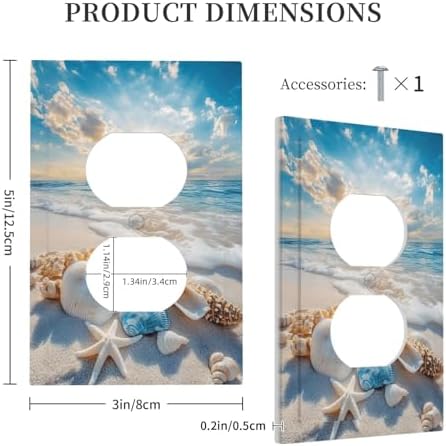 Outlet Covers Beach Starfish Seashell Decorative 1 Gang Duplex Light Switch Cover Plate Single Electrical Receptacle Wall Plate Summer Sea Ocean Plug Switchplate Faceplate Bedroom Decor - Image 5