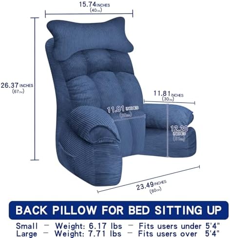 YDCEULARDOH Reading Pillow for Bed Adult – Large Bed Pillow with Arms, Supportive Back Pillow for Sitting Up in Bed for Reading, Watching TV, or Gaming - Image 6