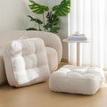 HIGOGOGO 8" Extra Thick Floor Pillow Cushion for Adults, Meditation Cushion Pillow, Large Square Floor Sitting, Tufted Corduroy Cover, for Tatami Living Room or Yoga, 22x22 Inch, 2Pack, Beige by HIGOGOGO