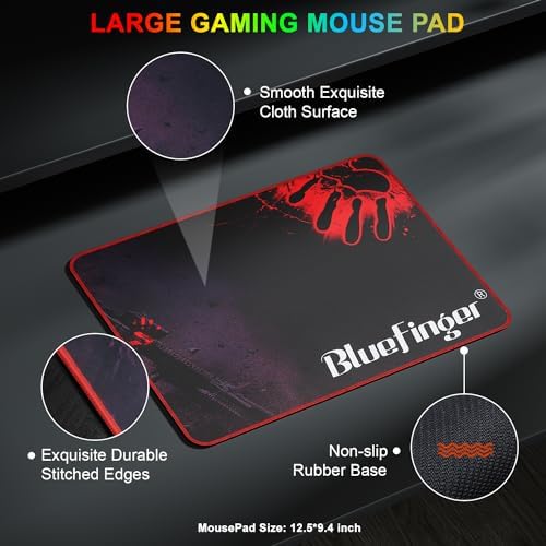 BlueFinger RGB Gaming Keyboard and Backlit Mouse Combo, USB Wired, LED Gaming Set for Laptop PC Computer Game and Work (Black & White) - Image 7