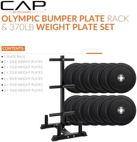 CAP 2-inch Olympic Bumper Plate Weight Set | 100-370 lbs | Multiple Colors | Storage Rack Optional - Image 2