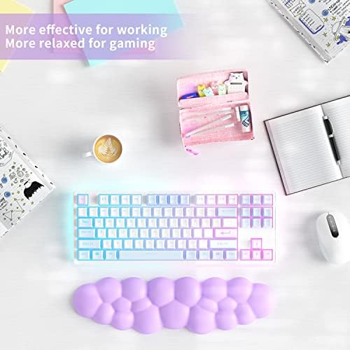 Sushret Cloud Wrist Rest Keyboard, Purple Cloud Palm Rest with PU Leather Memory Foam Cute Keyboard Rest for Wrist Support and Arm Rest, Desk Cloud Wrist Pad for PC Gaming/Hand Cushion/Computer/Office - Image 6