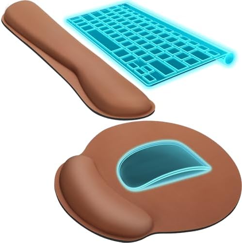 KTRIO Keyboard Wrist Rest & Mouse Pad with Wrist Rest, Coffee Brown | Memory Foam Wrist Support, Ergonomic Design, Non-Slip Base, Office and Home Use by KTRIO