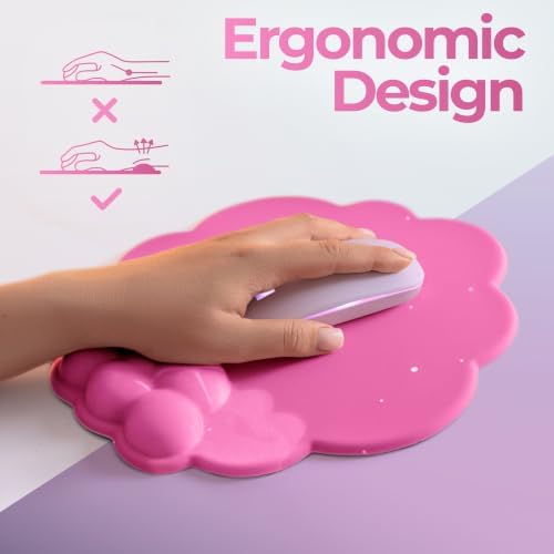 TheTrulyCharter- Cloud Wrist Rest Keyboard, Mouse Pad, Wrist Rest for Computer Keyboard, Cloud Drink Coaster and Simple Mouse Pad. (Pink- hot) - Image 5