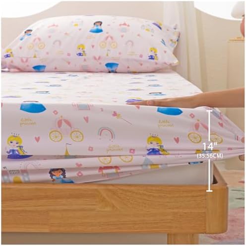 Full Sheets Set for Girls Kids - 4-Piece Cute Princess Bedding Set, Breathable Pink Castle 3D Fitted Sheets with 14" Deep Pocket, Ultra-Soft Lightweight Bedroom Essentials - Image 4