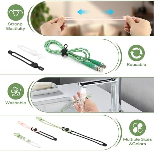 Silicone Cable Ties Reusable, 3 Sizes Cord Organizer Ties - Image 4