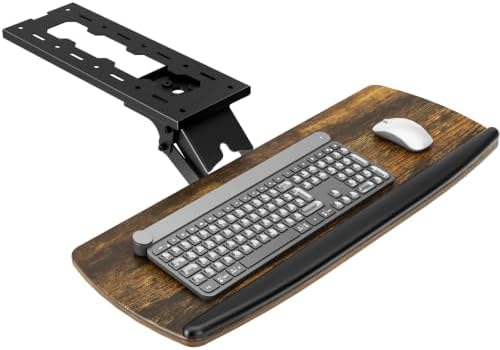 AX WABER Keyboard Tray Under Desk with Storage Drawer, Height Adjustable Keyboard Tray Slide Out 360° Swivel Tilt, Ergonomic Under Desk Mount Keyboard & Mouse Holder for Gaming Home Office, Vintage by 1