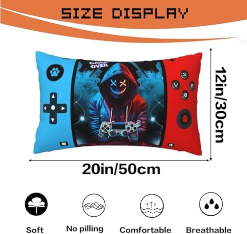 Gamer Gifts for Teen Boysm, Gaming Boy Room Decor, Gaming Accessories for Teen Boy, Gamer Pillow Case Flannel Material，20x12 inches 1-Pack ((No Inserts) - Image 5