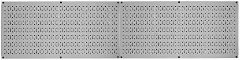 Wall Control Pegboard Rack Horizontal Metal Pegboard Garage Tool Storage Pack - Two 32-Inch Wide x 16-Inch Tall Easy To Install Peg Boards (Grey) - Image 2