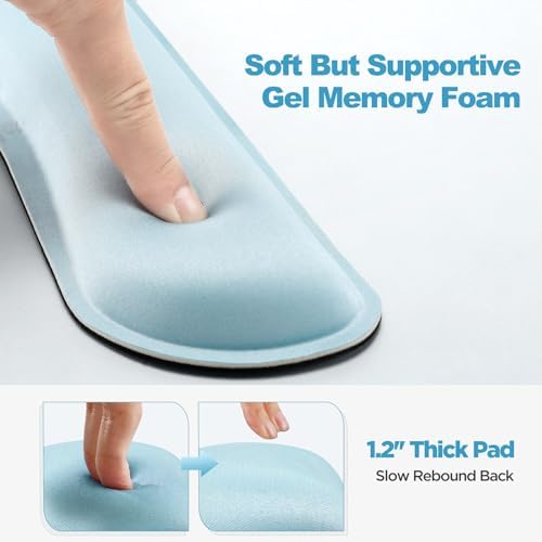 Gimars Upgrade Enlarge Gel Memory Foam Set Keyboard Wrist Rest Pad, Mouse Wrist Cushion Support for Office, Computer, Laptop, Mac, Comfortable, Lightweight for Easy Typing Pain Relief,Sky Blue - Image 2