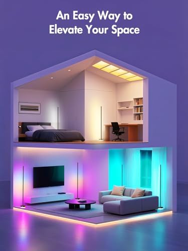 OIYN Corner Floor Lamp 2 Pack,RGBICW LED Corner Lamp with 1300lm Smart Modern Floor Lamp,App & Remote Control,Music Sync,Color Changing Standing Lamp for Bedroom Living Room and Gaming Rooms - Image 7