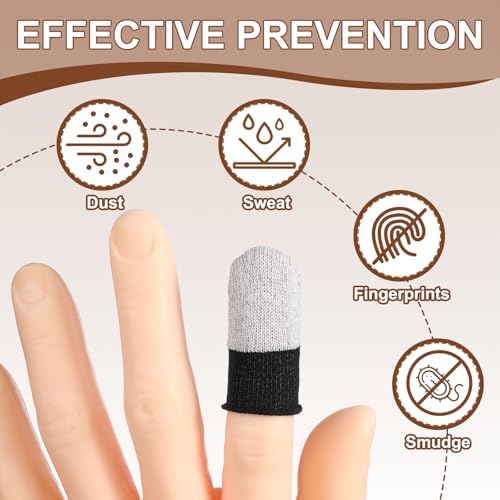 PATIKIL Controller Finger Thumb Sleeve, 40 Pack Mobile Gaming Finger Sleeve Silver Fiber Tip Gloves Anti-Sweat Breathable for Game Phone Touchscreen Devices, White - Image 4