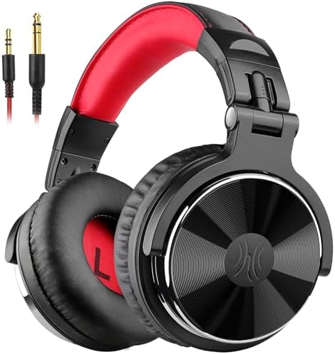 OneOdio Wired DJ Hi-Res Over-Ear Headphones for PC, Keyboard Guitar - Red by OneOdio