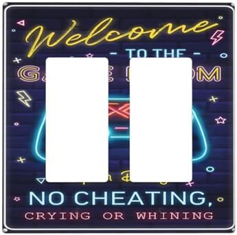 Decorative Outlet Covers Welcome to the Game Room Sign 2 Gang Light Switch Cover Plate Double Rocker Wall Plate Gfci Switch Plate Covers Plug Faceplate for Bedroom Decor by JOOJIAO