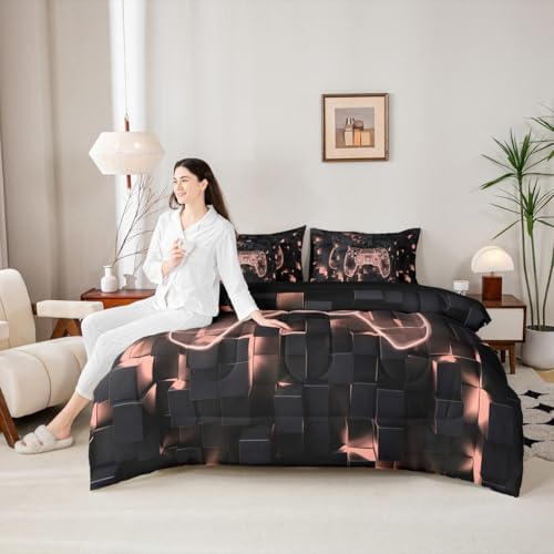 Erosebridal Queen Size Gamer Bedding Set 7 Piece for Boys Kids | Gaming Comforter Set Video Games Bed in A Bag with Flat and Fitted Sheet, Blush Pink Gamepad Bedding Comforter Sets - Image 6