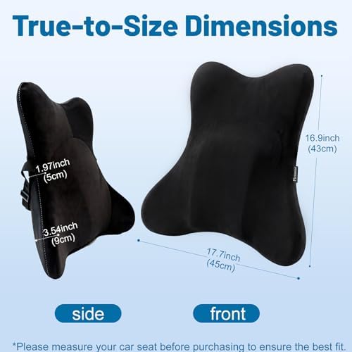 Lumbar Support Pillow, Memory Foam Back Cushion for Car & Office Chair - Black - Image 2
