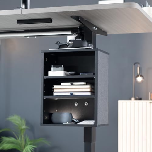 VIVO Black Clamp-on Desk Leg Shelving Unit, Storage Shelves, DESK-SHELF3CL - Image 3