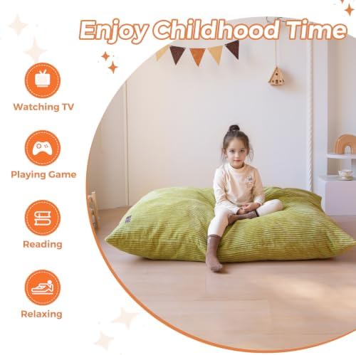 MAXYOYO 3 in 1 Kids Bean Bag Chair, Comfy Floor Sofa with Removed Cover | Convertible Chair Folds from Bean Bag to Lounger, Floor Couch with High-Density Foam Filling, Floor Sofa for Gaming - Image 7