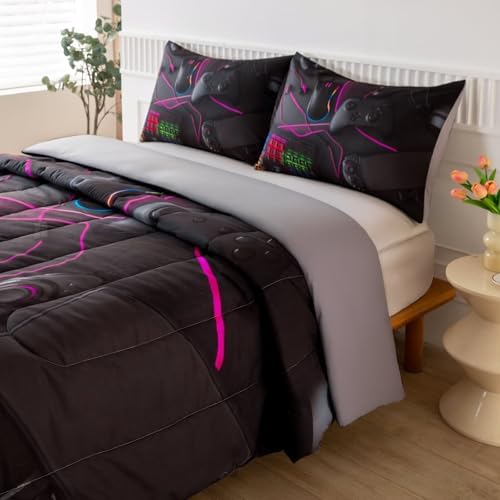 Gaming Comforter for Boys Teens,Game Bedding Sets Full,Kids Gamer Comforter Set,Video Game Bedroom Bed Set Controller Duvet All Season 3 Piece - Image 6