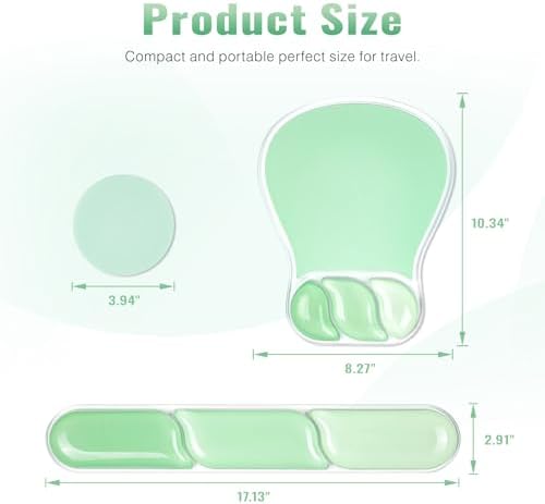 Ospelelf Mouse Pad with Wrist Rest Set Gel Ergonomic Keyboard Wrist Support Anti-Slip Rubber Bottom Office Women Desk Accessories for Computer, Laptop and Gaming, Green - Image 6