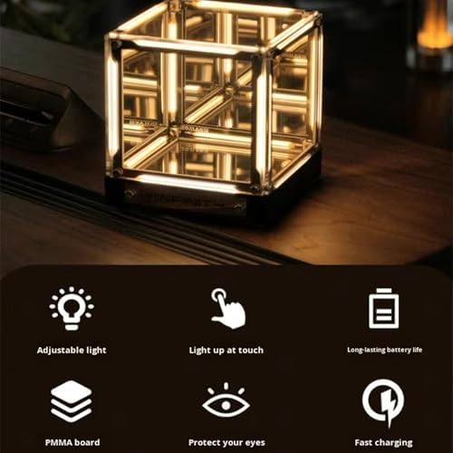 Infinity Hyper Cube LED Light, Infinite Space Abyss Lamp, One Touch Control Switch Endless Abyss Lighting Effect, DIY Assembly Creative LED Module Light Box for Gaming Desk Nightstand (Warm Colors) - Image 3