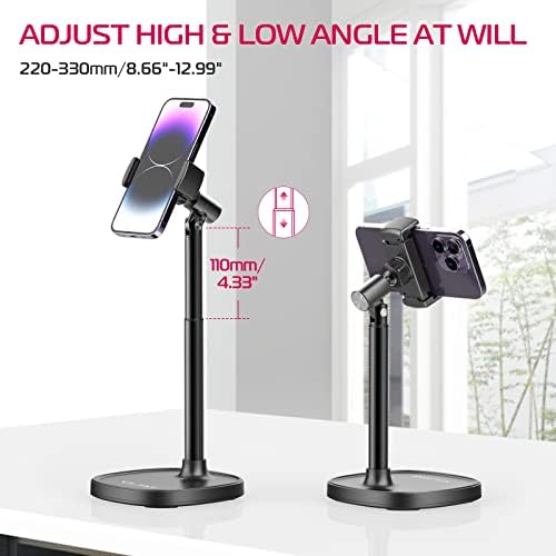 ULANZI Cell Phone Stand Mount for Desk, Vijim HP004 Adjustable Height & Angle Phone Holder, 360 Degree Rotating Desktop Phone Stand Compatible with iPhone, Samsung and All Phones - Image 2
