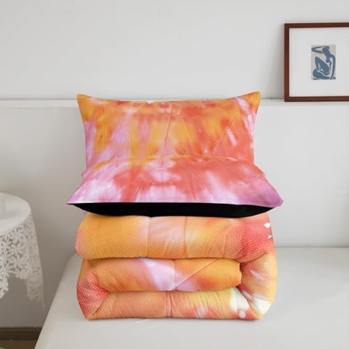 Boho Comforter Set Spiral Tye Dye Pattern 3pc Down Comforter King Size Rainbow Bedding Sets with 2 Pillowcases Soft Comfortable Machine Washable,Trippy Psychedelic Gypsy Duvet Quilt Set for Teen Girl - Image 5